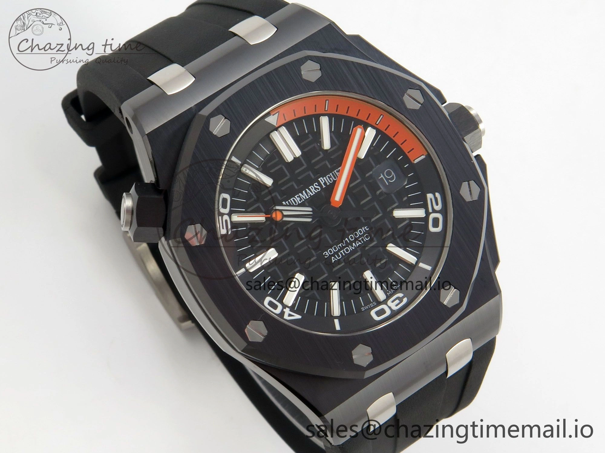 Neat Royal Oak Offshore Diver 15707 Black Ceramic APSF Black Orange Dial on Black Rubber Strap SH3120 Super Clone 4255