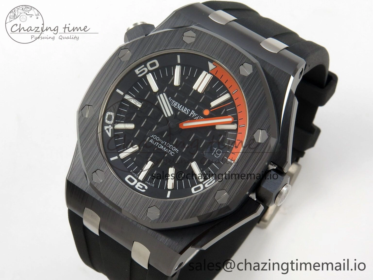 Neat Royal Oak Offshore Diver 15707 Black Ceramic APSF Black Orange Dial on Black Rubber Strap SH3120 Super Clone 4255