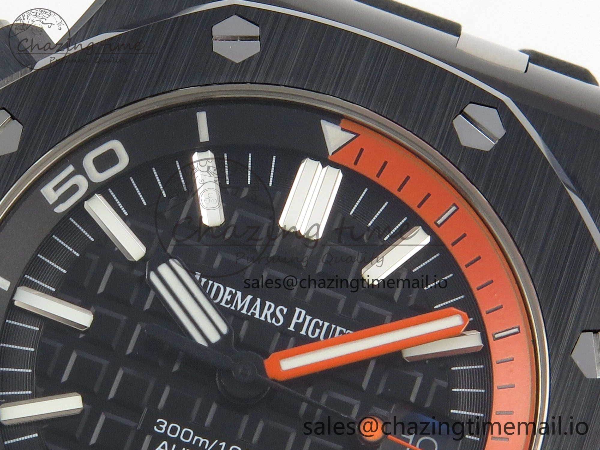 Neat Royal Oak Offshore Diver 15707 Black Ceramic APSF Black Orange Dial on Black Rubber Strap SH3120 Super Clone 4255