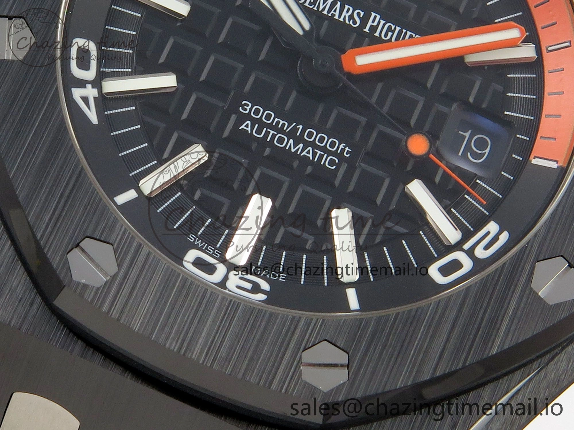 Neat Royal Oak Offshore Diver 15707 Black Ceramic APSF Black Orange Dial on Black Rubber Strap SH3120 Super Clone 4255