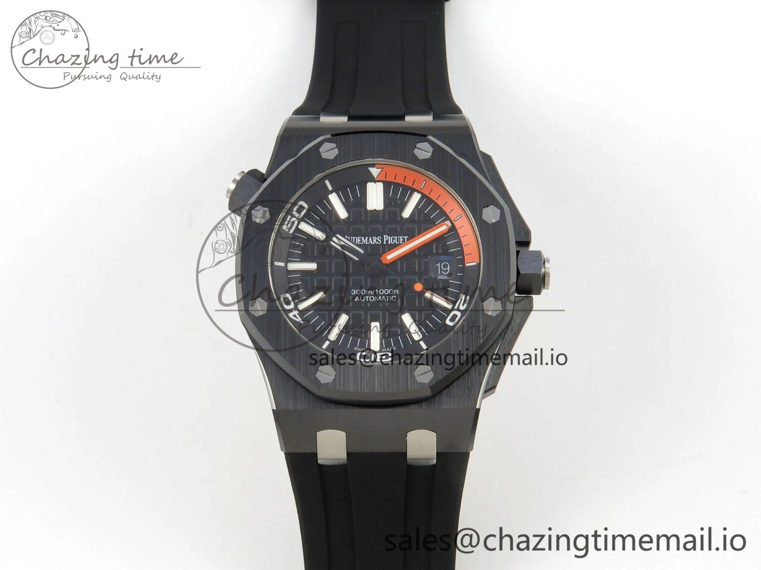 Neat Royal Oak Offshore Diver 15707 Black Ceramic APSF Black Orange Dial on Black Rubber Strap SH3120 Super Clone 4255