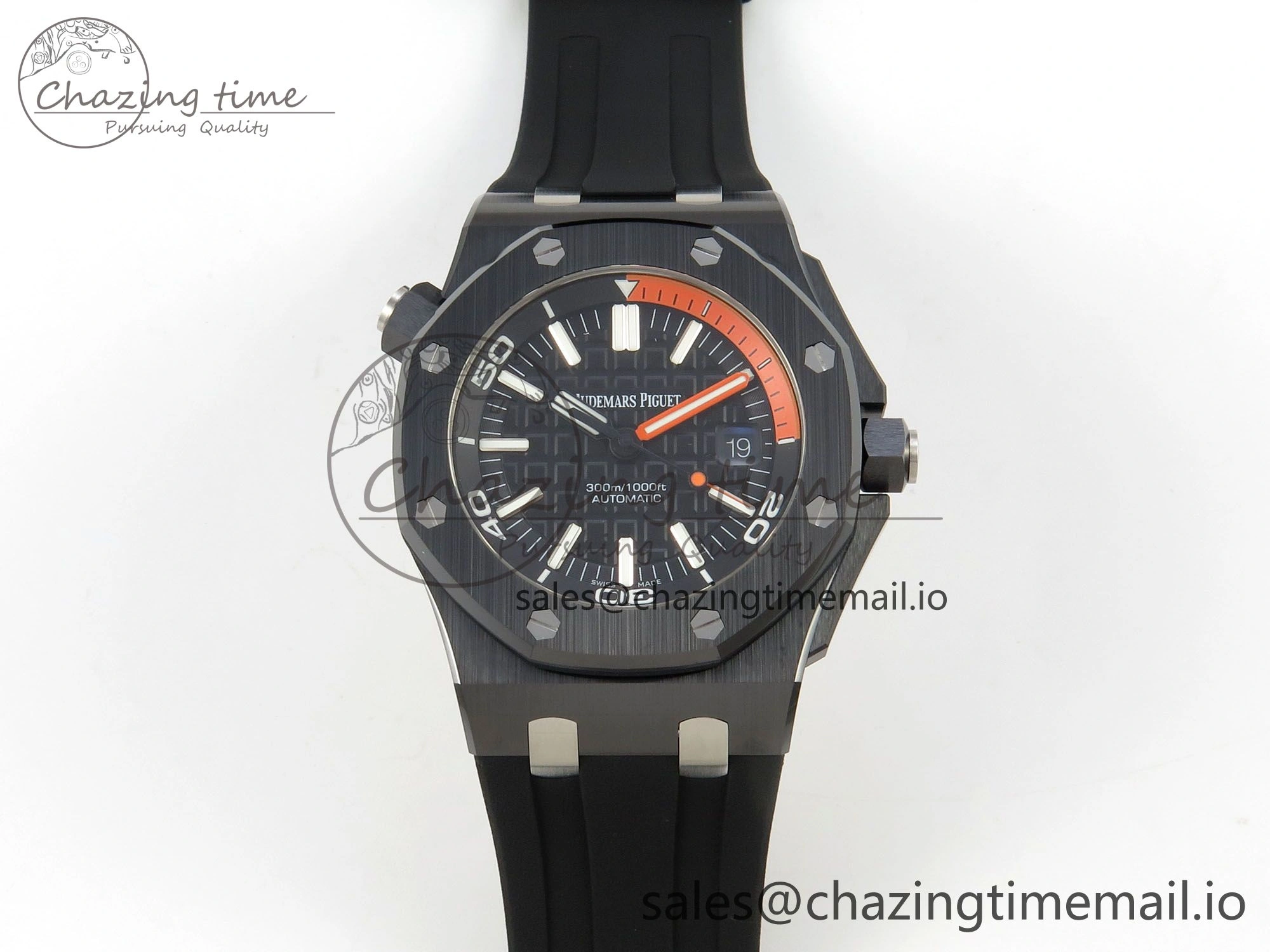 Neat Royal Oak Offshore Diver 15707 Black Ceramic APSF Black Orange Dial on Black Rubber Strap SH3120 Super Clone 4255