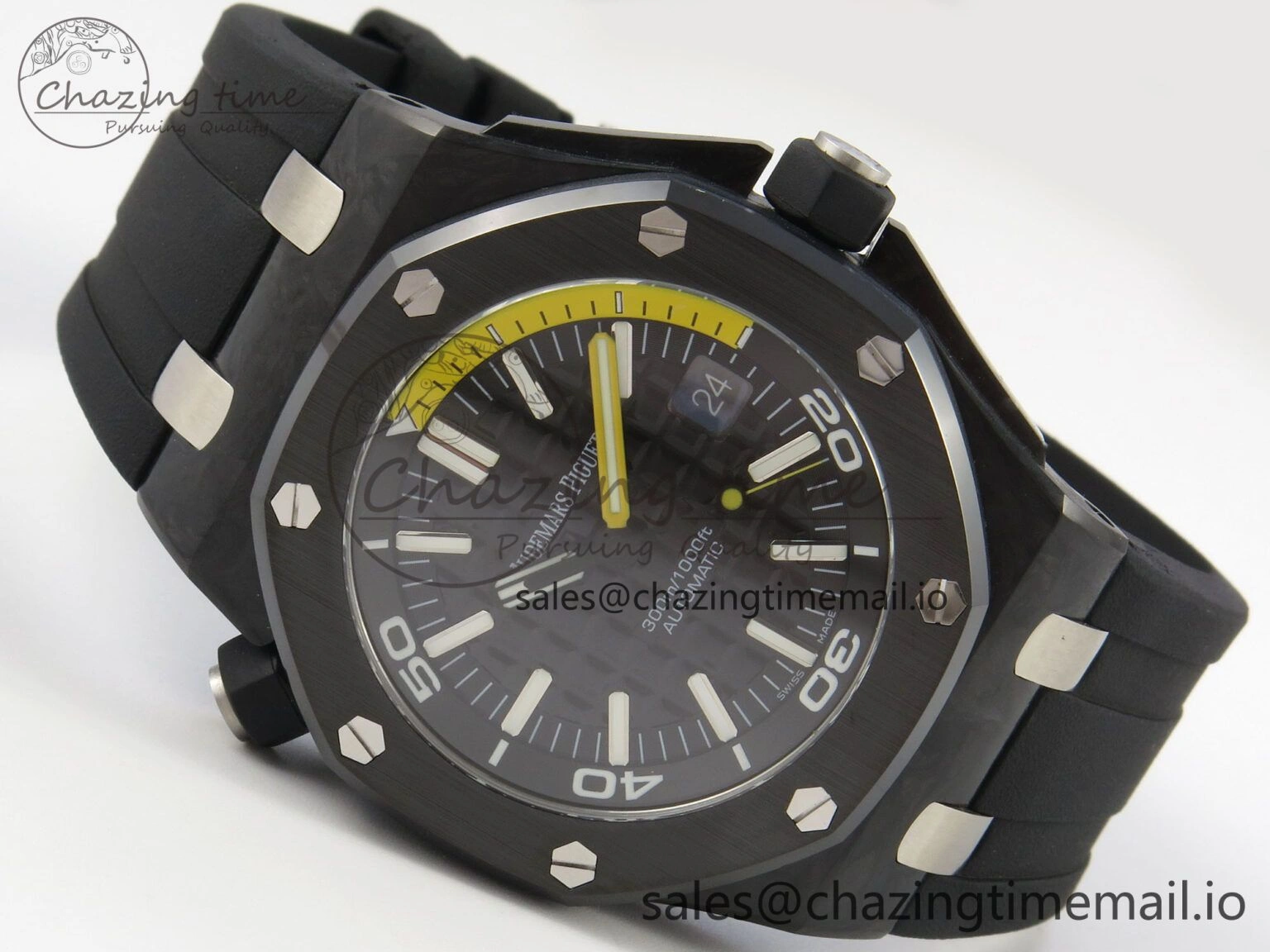 DailyWear Royal Oak Offshore Diver 15707 Black Ceramic APSF Black Yellow Dial on Black Rubber Strap SH3120 Super Clone 4253