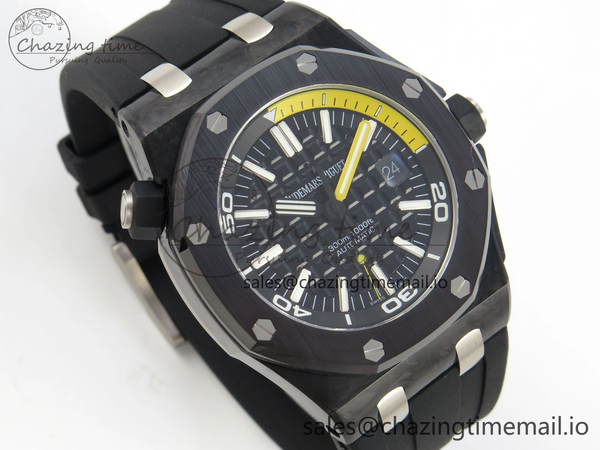 DailyWear Royal Oak Offshore Diver 15707 Black Ceramic APSF Black Yellow Dial on Black Rubber Strap SH3120 Super Clone 4253