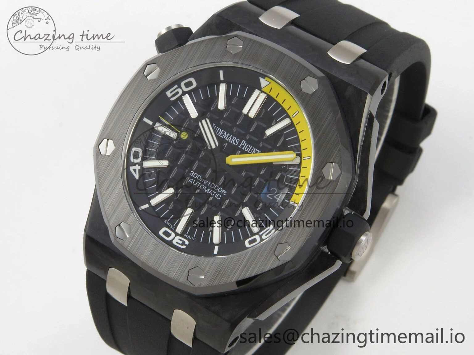 DailyWear Royal Oak Offshore Diver 15707 Black Ceramic APSF Black Yellow Dial on Black Rubber Strap SH3120 Super Clone 4253