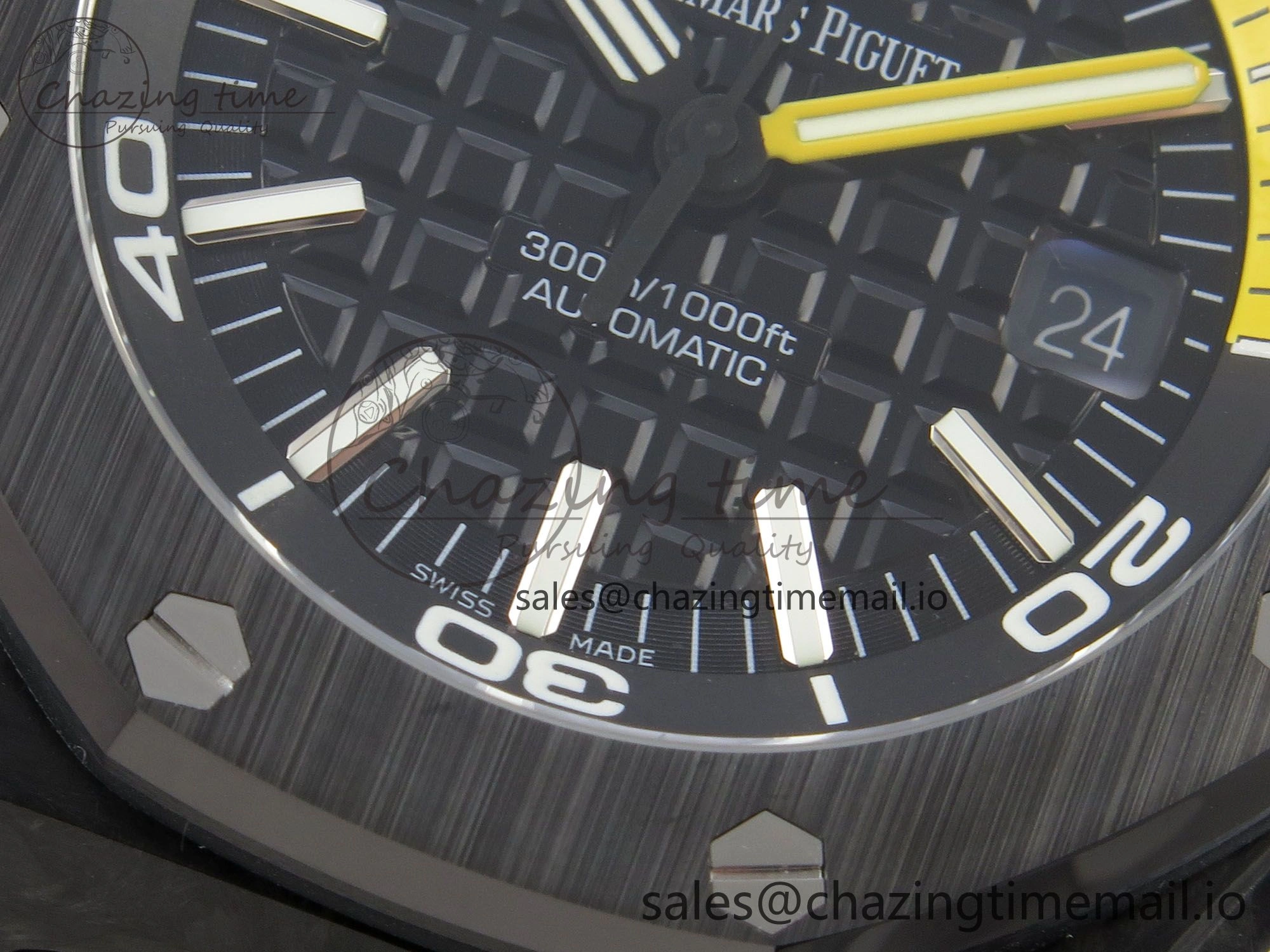 DailyWear Royal Oak Offshore Diver 15707 Black Ceramic APSF Black Yellow Dial on Black Rubber Strap SH3120 Super Clone 4253