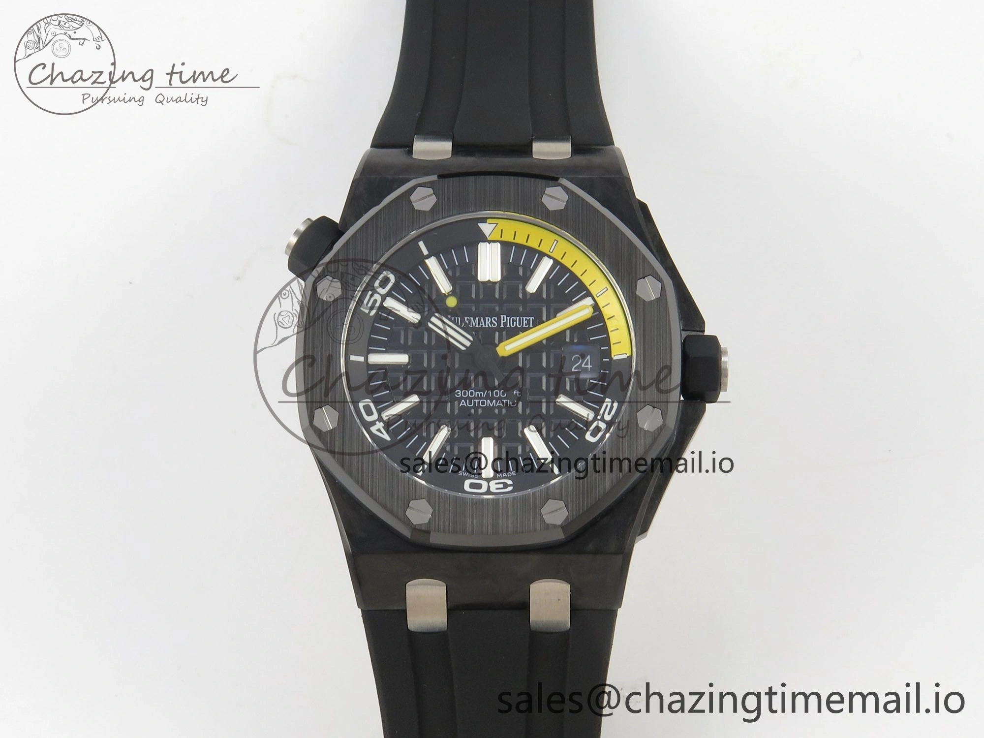 DailyWear Royal Oak Offshore Diver 15707 Black Ceramic APSF Black Yellow Dial on Black Rubber Strap SH3120 Super Clone 4253