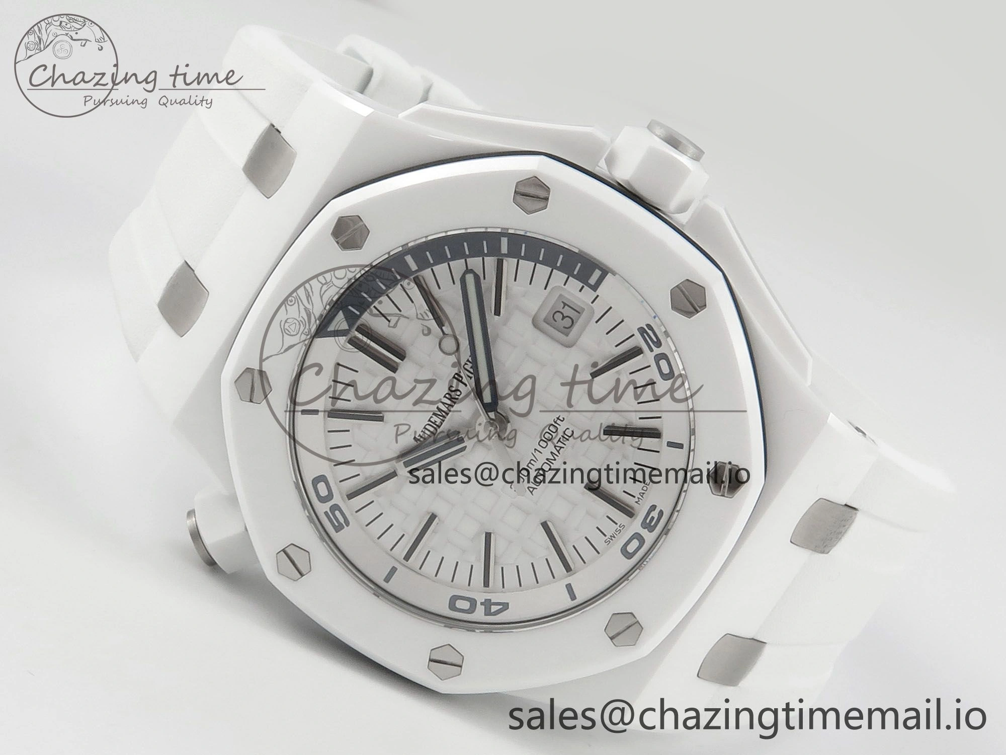 Royal Oak Offshore Diver 15707 White Ceramic APSF White Dial on White Rubber Strap SH3120 Super Clone Upgraded 4257