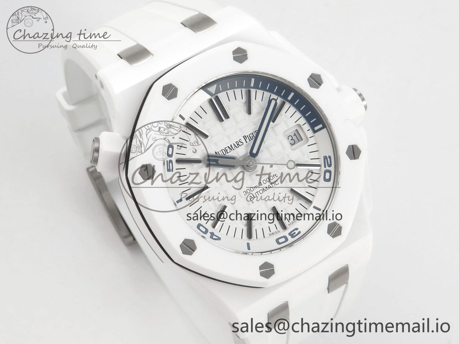 Royal Oak Offshore Diver 15707 White Ceramic APSF White Dial on White Rubber Strap SH3120 Super Clone Upgraded 4257