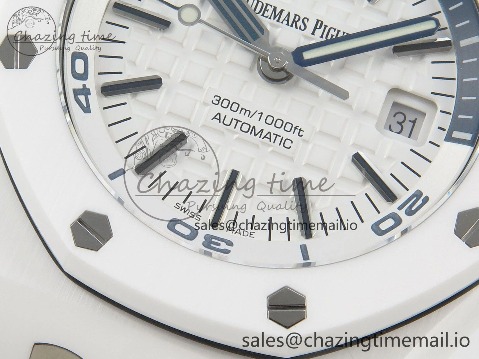 Royal Oak Offshore Diver 15707 White Ceramic APSF White Dial on White Rubber Strap SH3120 Super Clone Upgraded 4257