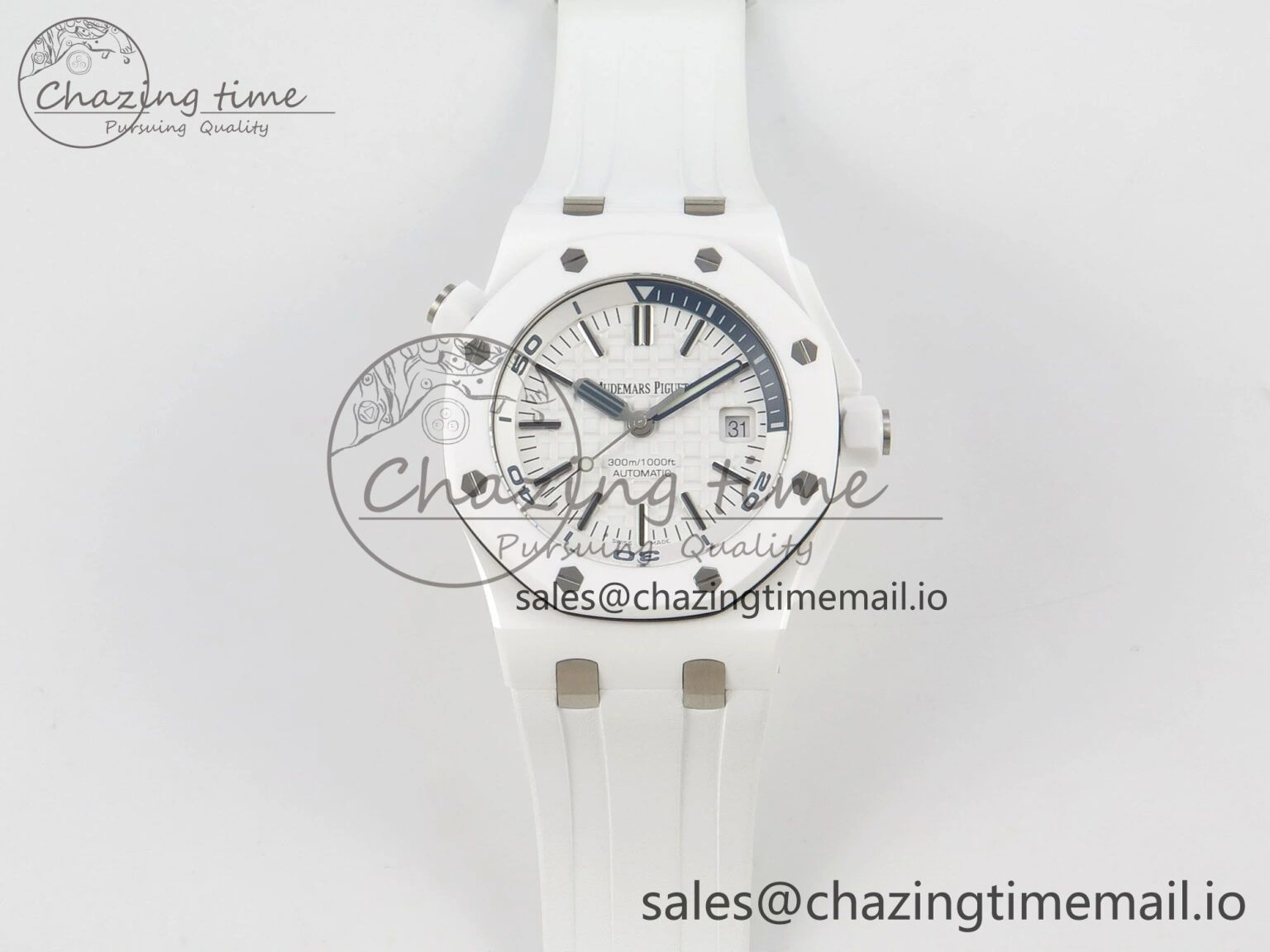 Royal Oak Offshore Diver 15707 White Ceramic APSF White Dial on White Rubber Strap SH3120 Super Clone Upgraded 4257