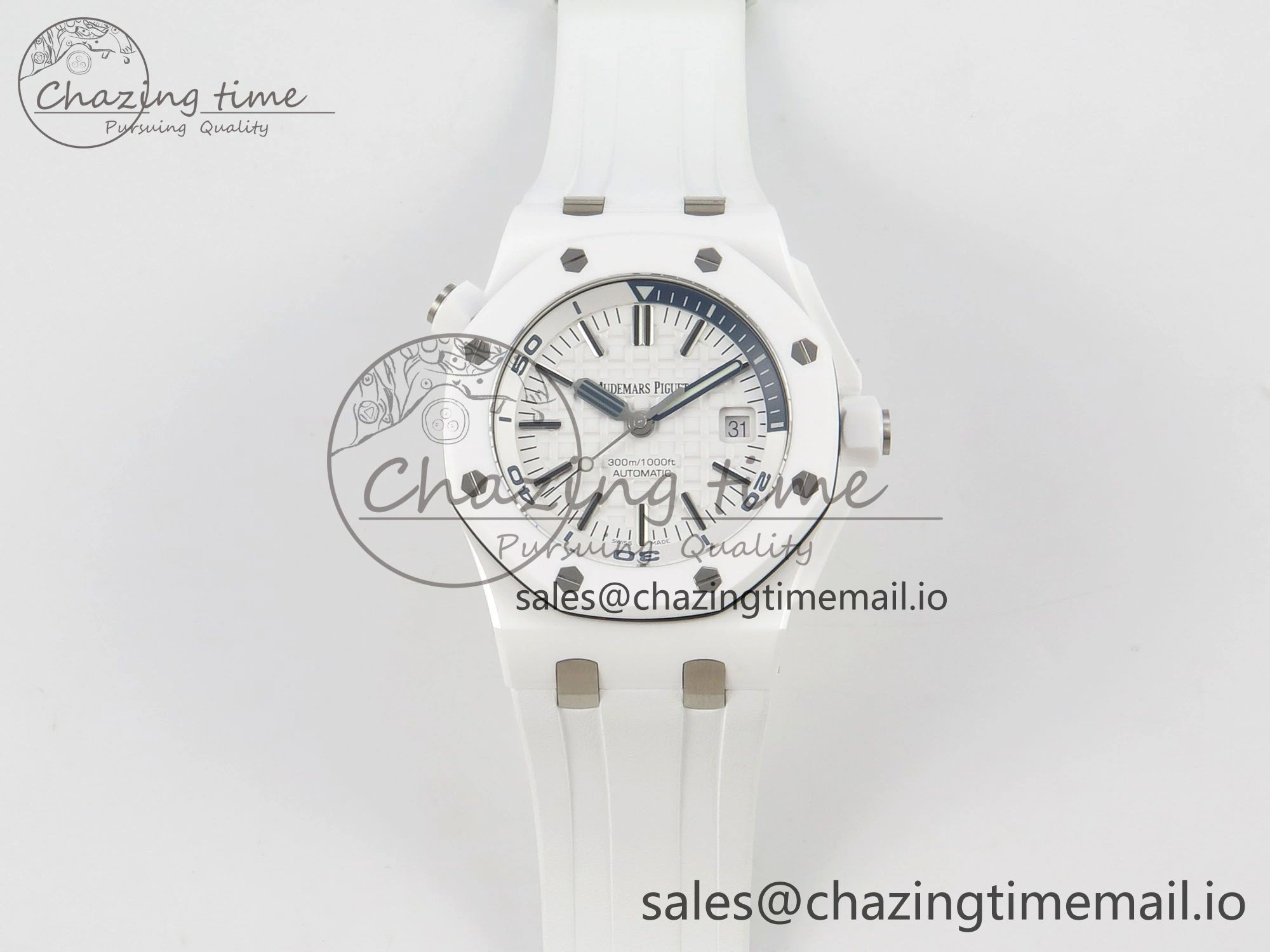 Royal Oak Offshore Diver 15707 White Ceramic APSF White Dial on White Rubber Strap SH3120 Super Clone Upgraded 4257