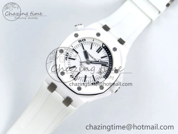 Royal Oak Offshore Diver 15707 White Ceramic ZF 1:1 Best Edition SA3120 Super Clone MoistureWicking 4422