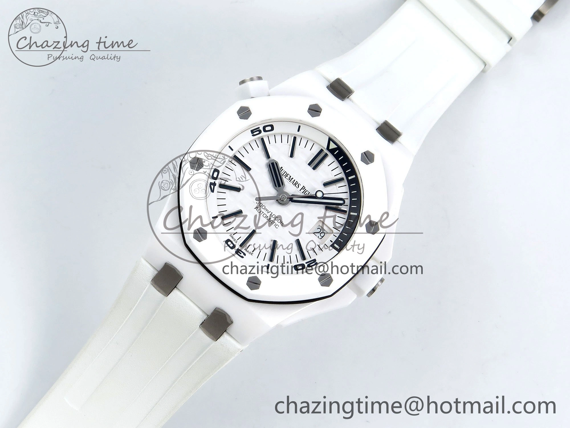 Royal Oak Offshore Diver 15707 White Ceramic ZF 1:1 Best Edition SA3120 Super Clone MoistureWicking 4422