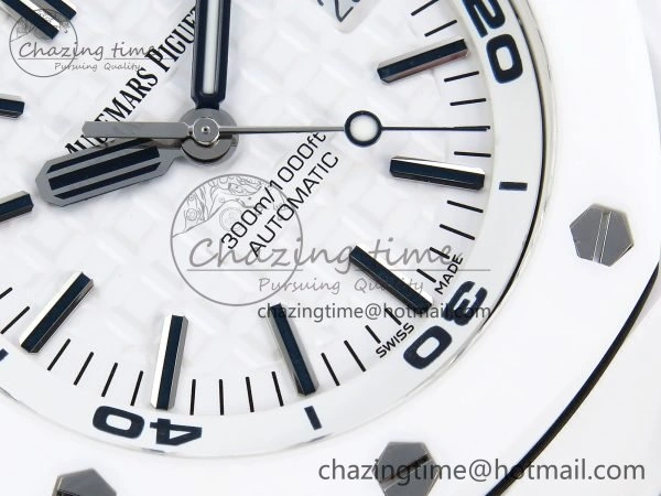 Royal Oak Offshore Diver 15707 White Ceramic ZF 1:1 Best Edition SA3120 Super Clone MoistureWicking 4422