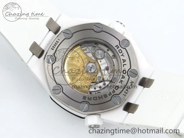 Royal Oak Offshore Diver 15707 White Ceramic ZF 1:1 Best Edition SA3120 Super Clone MoistureWicking 4422