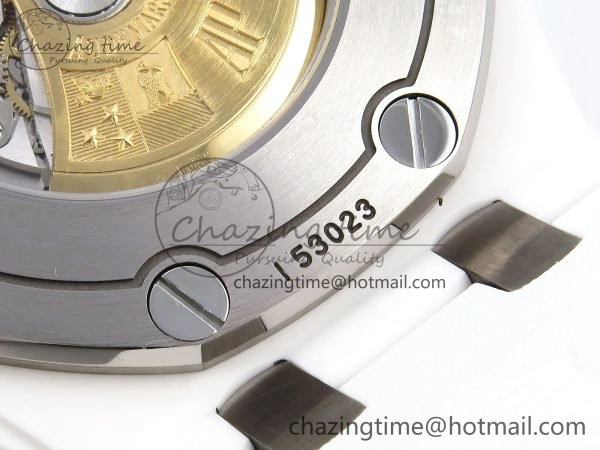 Royal Oak Offshore Diver 15707 White Ceramic ZF 1:1 Best Edition SA3120 Super Clone MoistureWicking 4422