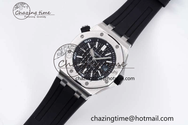 Cozy Royal Oak Offshore Diver 15710 APSF 1:1 Best Edition Black Dial on Black Rubber Strap V2 A3120 Super Clone 4744