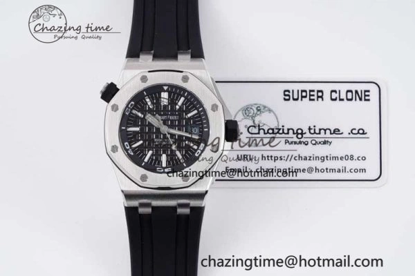 Cozy Royal Oak Offshore Diver 15710 APSF 1:1 Best Edition Black Dial on Black Rubber Strap V2 A3120 Super Clone 4744