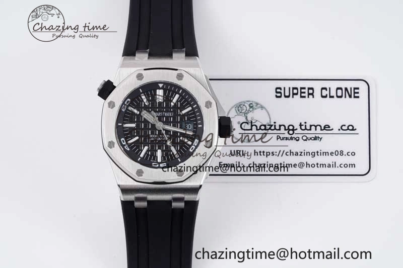 Cozy Royal Oak Offshore Diver 15710 APSF 1:1 Best Edition Black Dial on Black Rubber Strap V2 A3120 Super Clone 4744