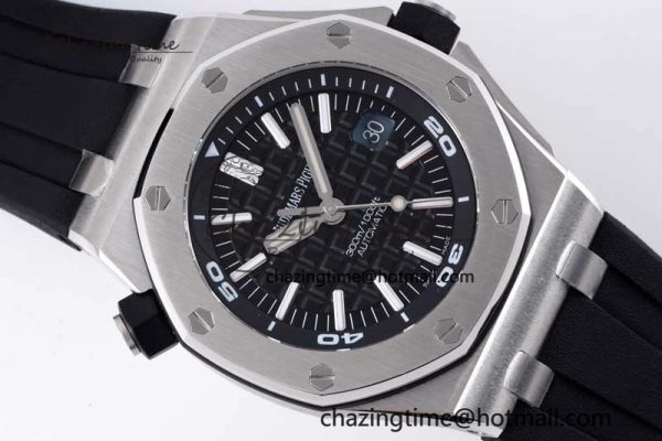 Cozy Royal Oak Offshore Diver 15710 APSF 1:1 Best Edition Black Dial on Black Rubber Strap V2 A3120 Super Clone 4744
