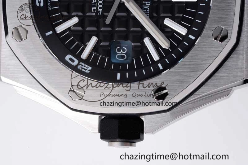 Cozy Royal Oak Offshore Diver 15710 APSF 1:1 Best Edition Black Dial on Black Rubber Strap V2 A3120 Super Clone 4744