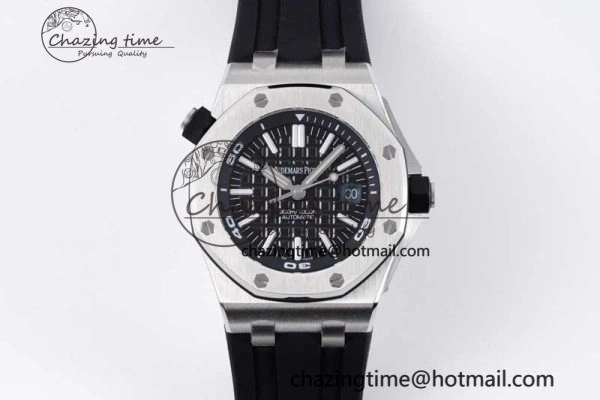 Cozy Royal Oak Offshore Diver 15710 APSF 1:1 Best Edition Black Dial on Black Rubber Strap V2 A3120 Super Clone 4744