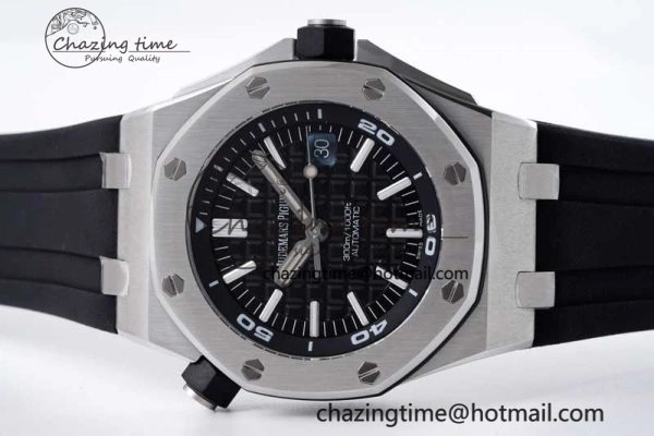 Cozy Royal Oak Offshore Diver 15710 APSF 1:1 Best Edition Black Dial on Black Rubber Strap V2 A3120 Super Clone 4744