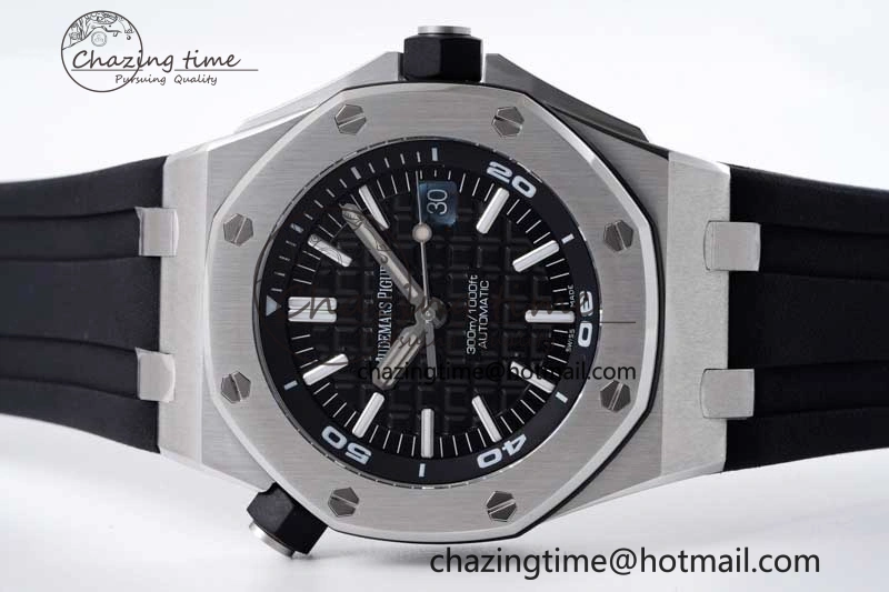 Cozy Royal Oak Offshore Diver 15710 APSF 1:1 Best Edition Black Dial on Black Rubber Strap V2 A3120 Super Clone 4744