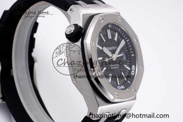 Cozy Royal Oak Offshore Diver 15710 APSF 1:1 Best Edition Black Dial on Black Rubber Strap V2 A3120 Super Clone 4744