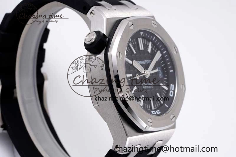 Cozy Royal Oak Offshore Diver 15710 APSF 1:1 Best Edition Black Dial on Black Rubber Strap V2 A3120 Super Clone 4744