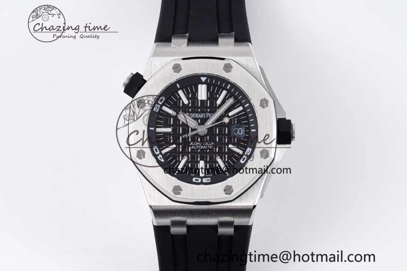Cozy Royal Oak Offshore Diver 15710 APSF 1:1 Best Edition Black Dial on Black Rubber Strap V2 A3120 Super Clone 4744