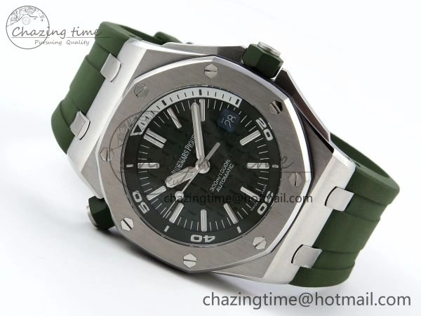 Royal Oak Offshore Diver 15710 IPF 1:1 Best Edition Green Dial on Green Rubber Strap SA3120 Super Clone Stretchable 4427