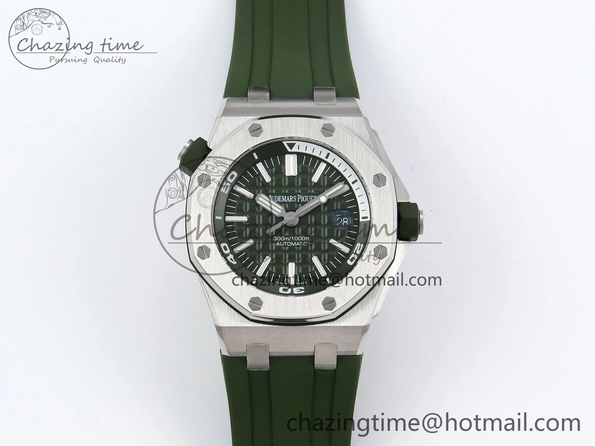 Royal Oak Offshore Diver 15710 IPF 1:1 Best Edition Green Dial on Green Rubber Strap SA3120 Super Clone Stretchable 4427