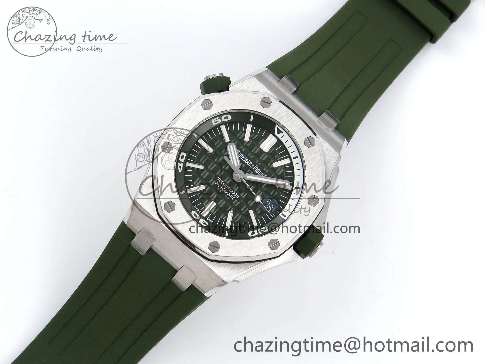 Royal Oak Offshore Diver 15710 IPF 1:1 Best Edition Green Dial on Green Rubber Strap SA3120 Super Clone Stretchable 4427