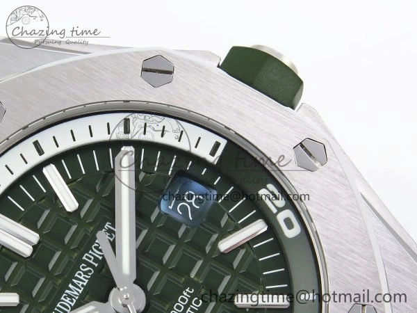 Royal Oak Offshore Diver 15710 IPF 1:1 Best Edition Green Dial on Green Rubber Strap SA3120 Super Clone Stretchable 4427
