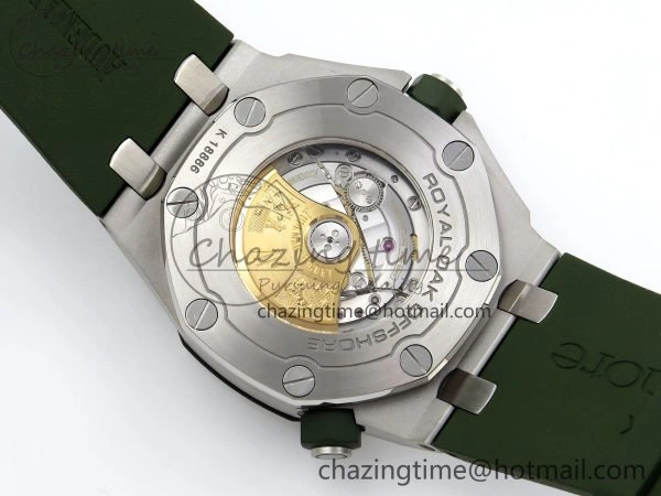 Royal Oak Offshore Diver 15710 IPF 1:1 Best Edition Green Dial on Green Rubber Strap SA3120 Super Clone Stretchable 4427