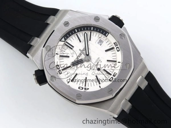 Lightweight Royal Oak Offshore Diver 15710 IPF 1:1 Best Edition White Dial on Black Rubber Strap SA3120 Super Clone 4430
