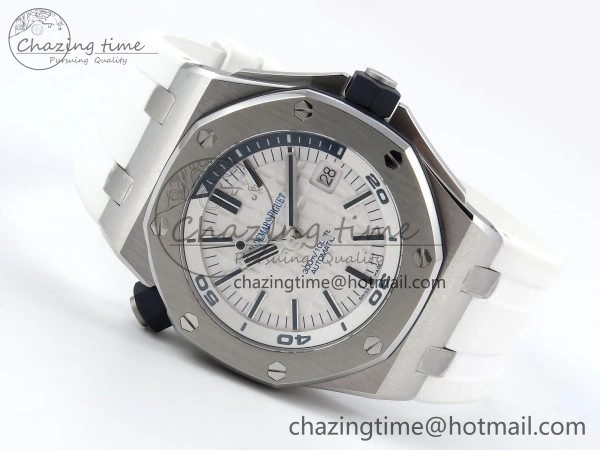 Royal Oak Offshore Diver 15710 IPF 1:1 Best Edition White Dial on White Rubber Strap SA3120 Super Clone Snug 4429