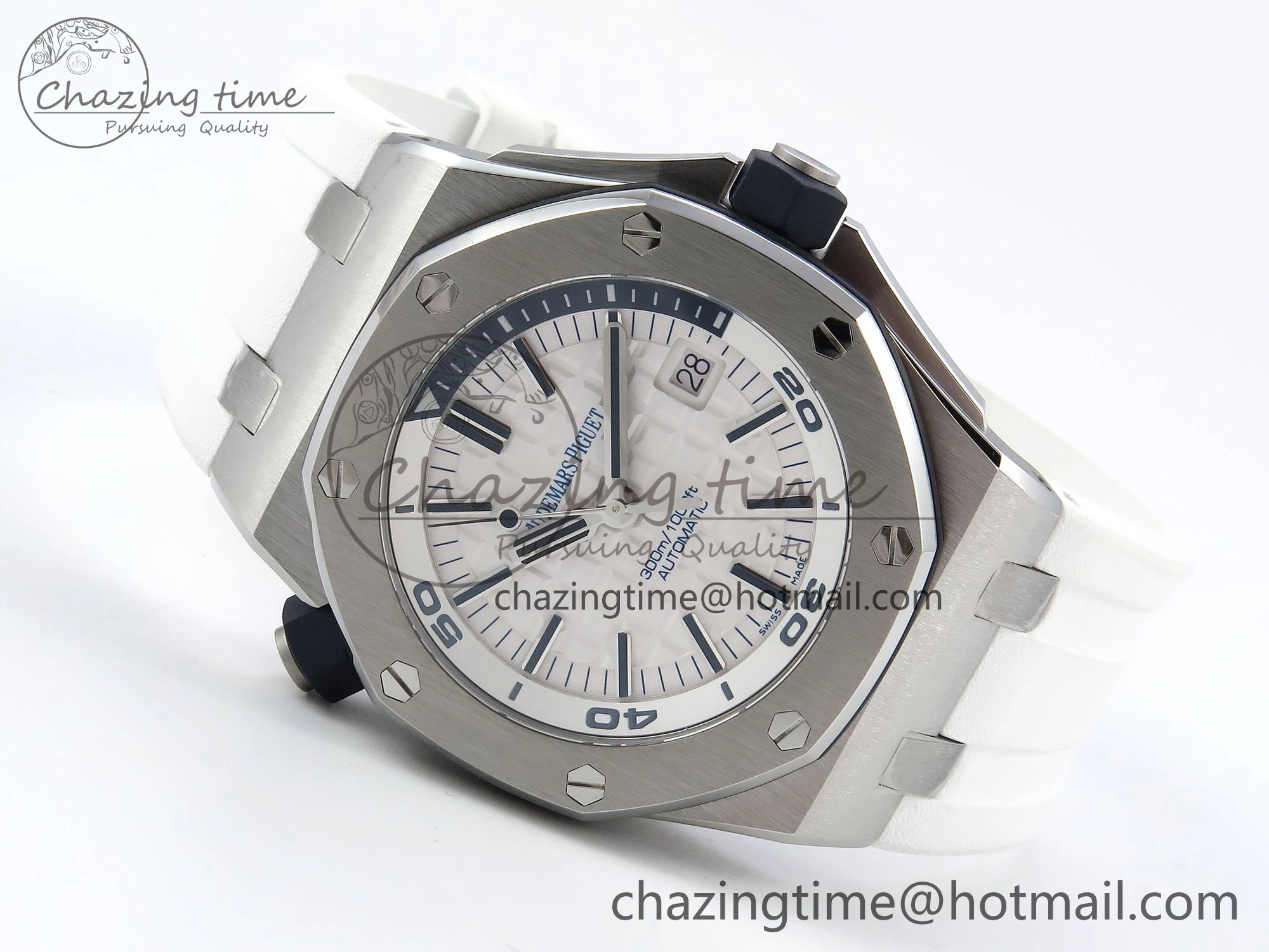 Royal Oak Offshore Diver 15710 IPF 1:1 Best Edition White Dial on White Rubber Strap SA3120 Super Clone Snug 4429