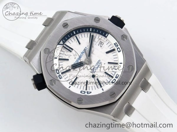 Royal Oak Offshore Diver 15710 IPF 1:1 Best Edition White Dial on White Rubber Strap SA3120 Super Clone Snug 4429