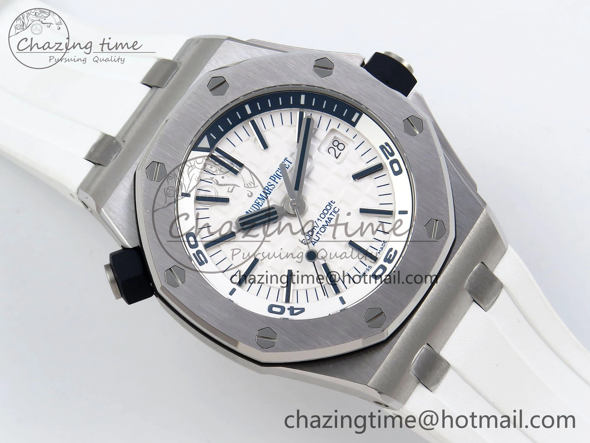 Royal Oak Offshore Diver 15710 IPF 1:1 Best Edition White Dial on White Rubber Strap SA3120 Super Clone Snug 4429