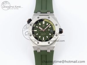 Royal Oak Offshore Diver 15720 APSF 1:1 Best Edition Green Dial on Green Rubber Strap SA Neat 4543