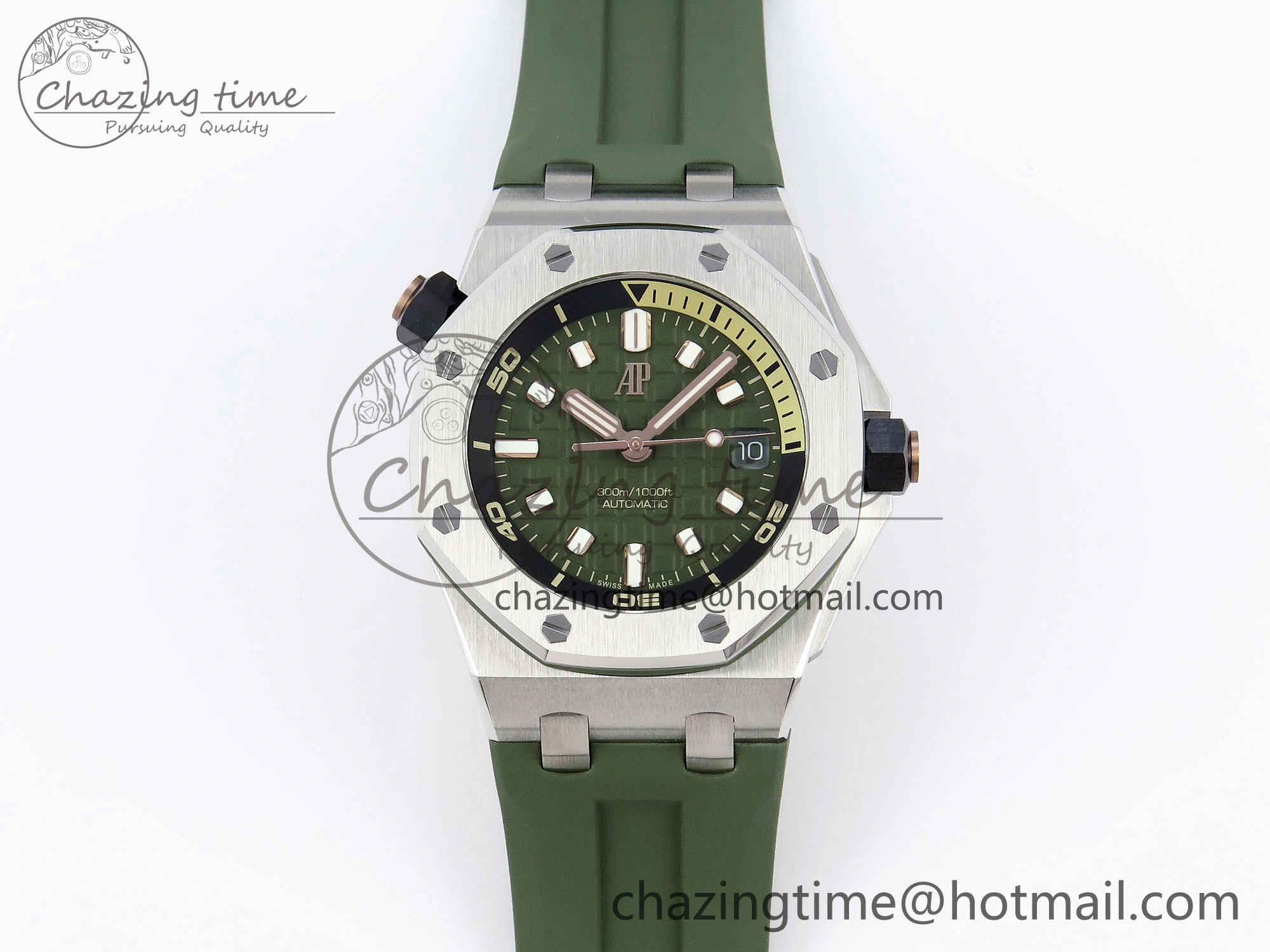 Royal Oak Offshore Diver 15720 APSF 1:1 Best Edition Green Dial on Green Rubber Strap SA Neat 4543