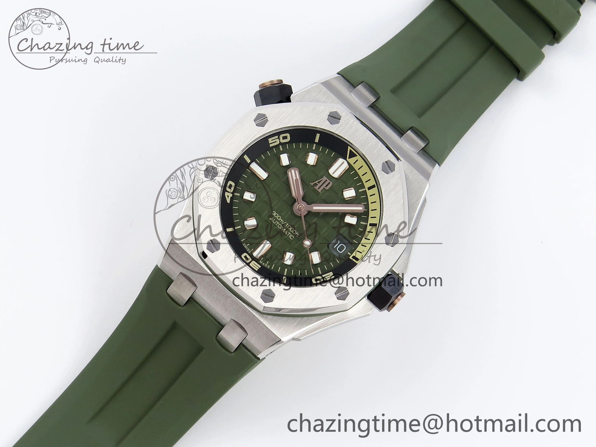 Royal Oak Offshore Diver 15720 APSF 1:1 Best Edition Green Dial on Green Rubber Strap SA Neat 4543