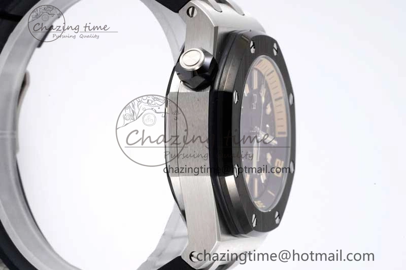 SoftTouch Royal Oak Offshore Diver 15720 Black Ceramic Bezel SS APF 1:1 Best Edition Black Dial on Black Rubber Strap A 4612