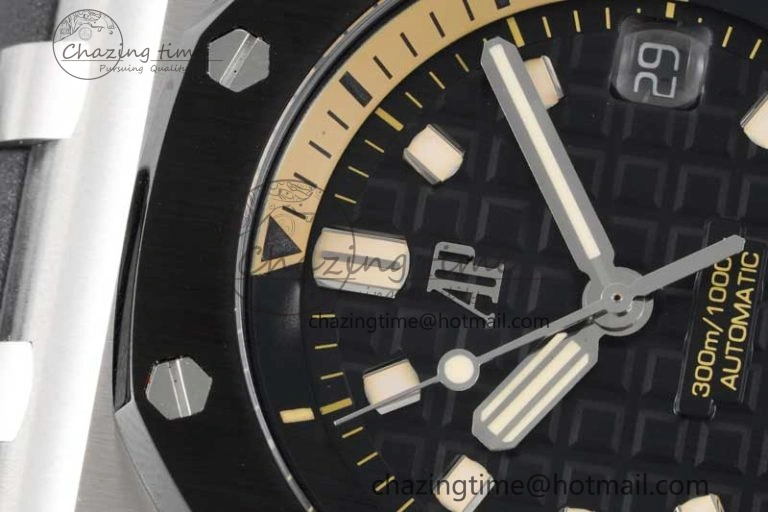 SoftTouch Royal Oak Offshore Diver 15720 Black Ceramic Bezel SS APF 1:1 Best Edition Black Dial on Black Rubber Strap A 4612