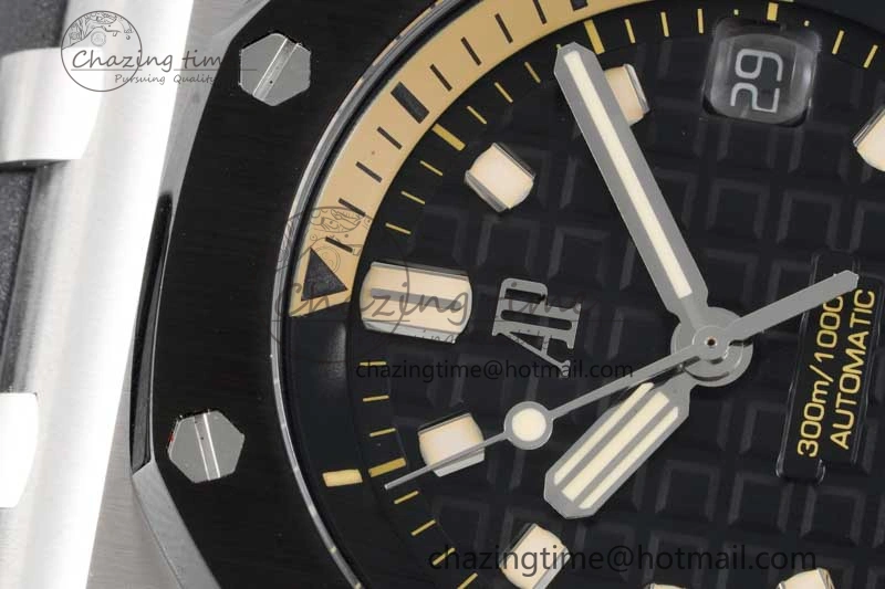 SoftTouch Royal Oak Offshore Diver 15720 Black Ceramic Bezel SS APF 1:1 Best Edition Black Dial on Black Rubber Strap A 4612