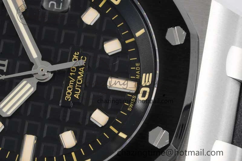 SoftTouch Royal Oak Offshore Diver 15720 Black Ceramic Bezel SS APF 1:1 Best Edition Black Dial on Black Rubber Strap A 4612