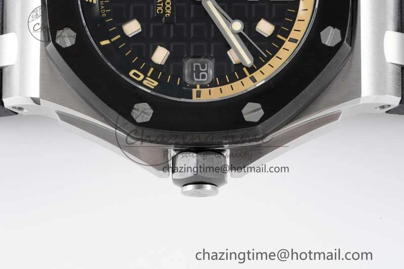 SoftTouch Royal Oak Offshore Diver 15720 Black Ceramic Bezel SS APF 1:1 Best Edition Black Dial on Black Rubber Strap A 4612